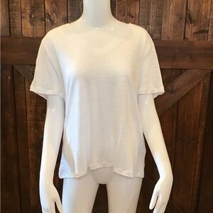 J. Crew White Short Sleeve V-Neck Linen Tee